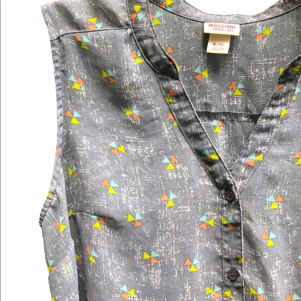 Mossimo Sheer Sleeveless Lightweight Top in Light Blue w/Print - XL